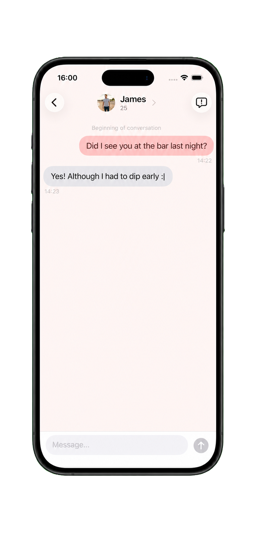 Rome messages screen showing a matched conversation.